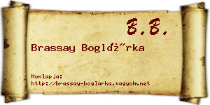 Brassay Boglárka névjegykártya